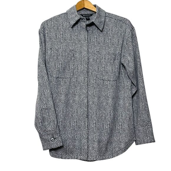 Athleta Braiden Shirt Jacket Textured Black White Women’s Size XS Oversized Laye - Picture 1 of 13